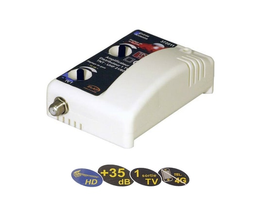 Amplificatore TNT Elap 341051 - 2 Ingressi / 6 Uscite - Guadagno Regolabile Per Antenne TV E FM - Installazione Semplice
