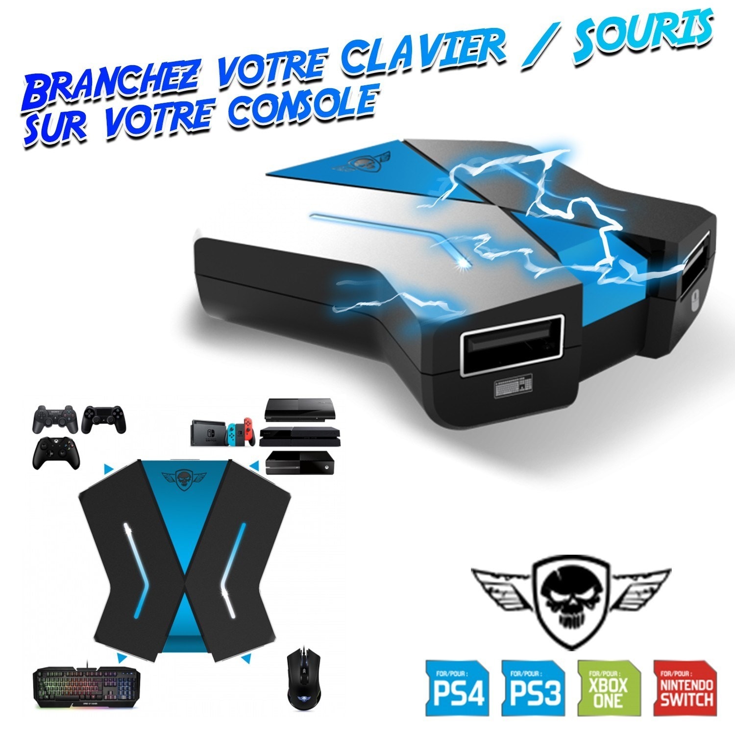 Spirit Of Gamers - Pack clavier, souris et tapis Elite avec convertisseur  pour PS4 / Xbox one / Switch - Pack Clavier Souris - Rue du Commerce