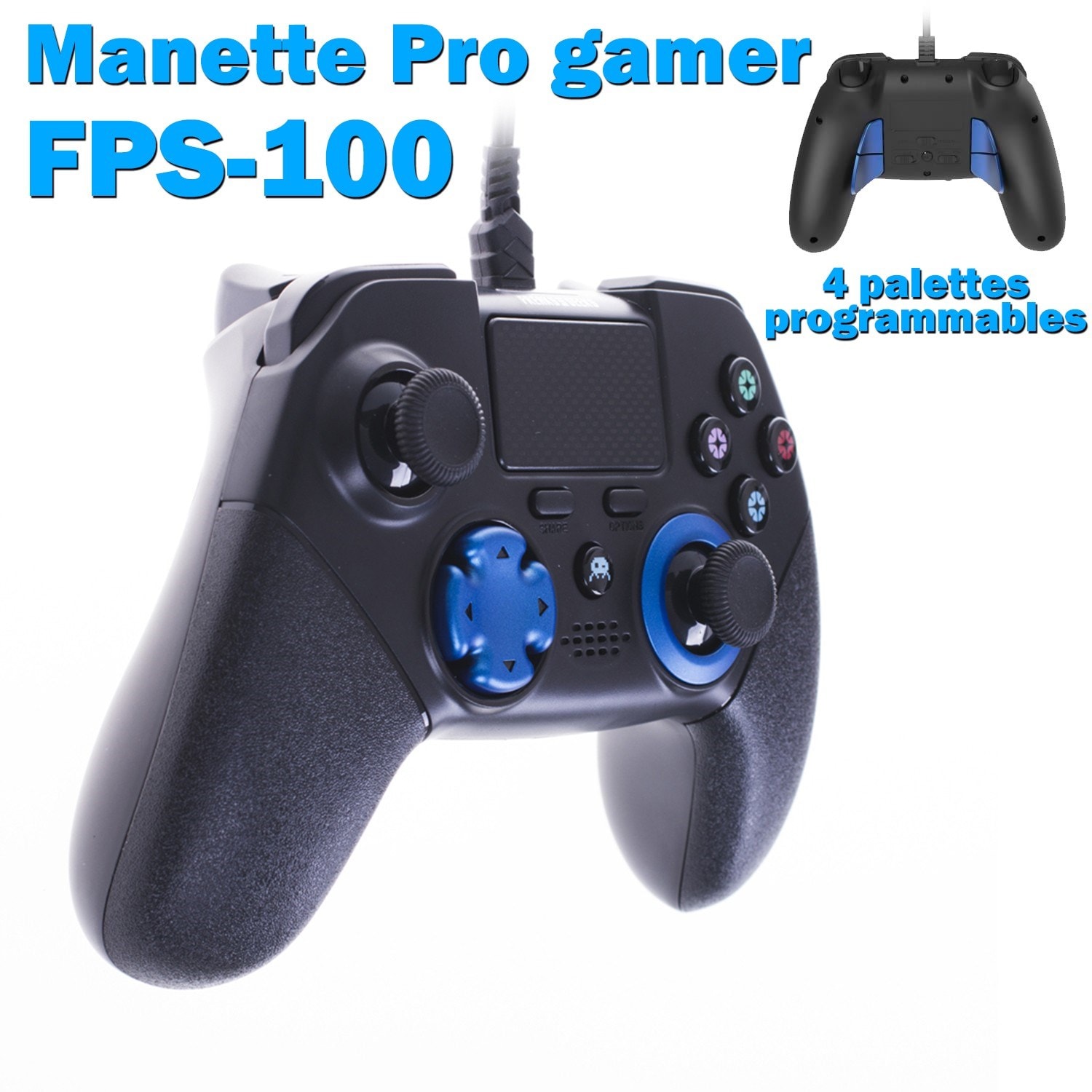 Manette pro e-sport fps 100 programmable à palette - pour ps4 et