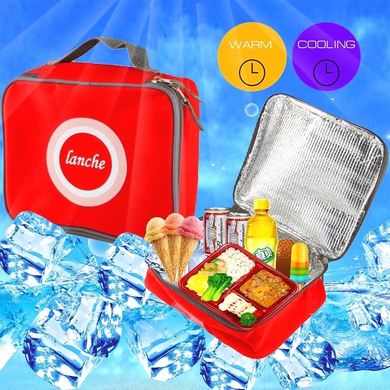 Sac isotherme repas glacière lunch box tissu water proof résistant poignée  rouge - yonis YONIS