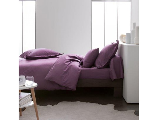 Housse De Couette Simple Violette – Coton égyptien Percale 200 Fils (Ambiance)
