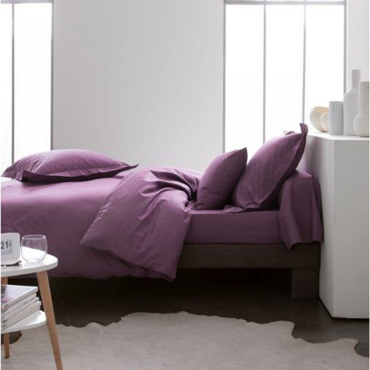 Housse de couette violette percale 240x220 TODAY