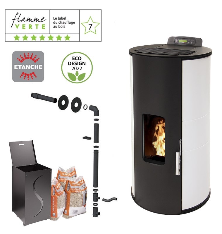 Pack poêle à granules gianni 9 kw etanche blanc + kit conduit sortie — free download