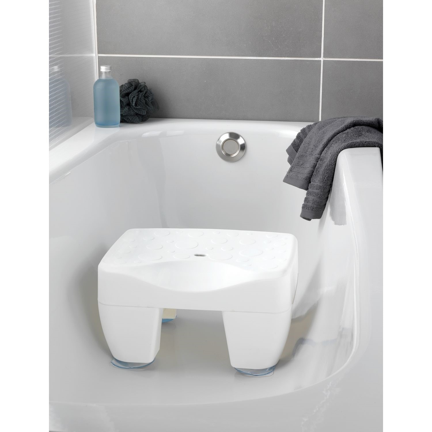 WENKO - Tabouret pour baignoire secura - pieds antidérapants - blanc 385629