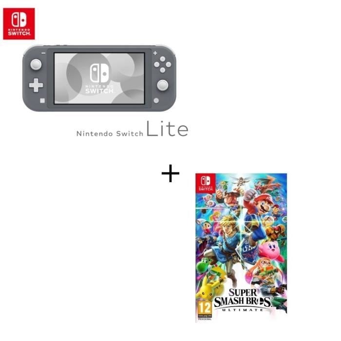 Console switch lite grise + jeu switch super smash bros NINTENDO