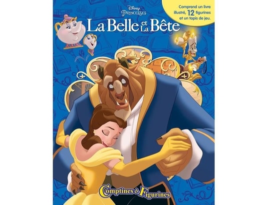 Disney la belle et la bete 12 figurines et un tapis de jeu - livre