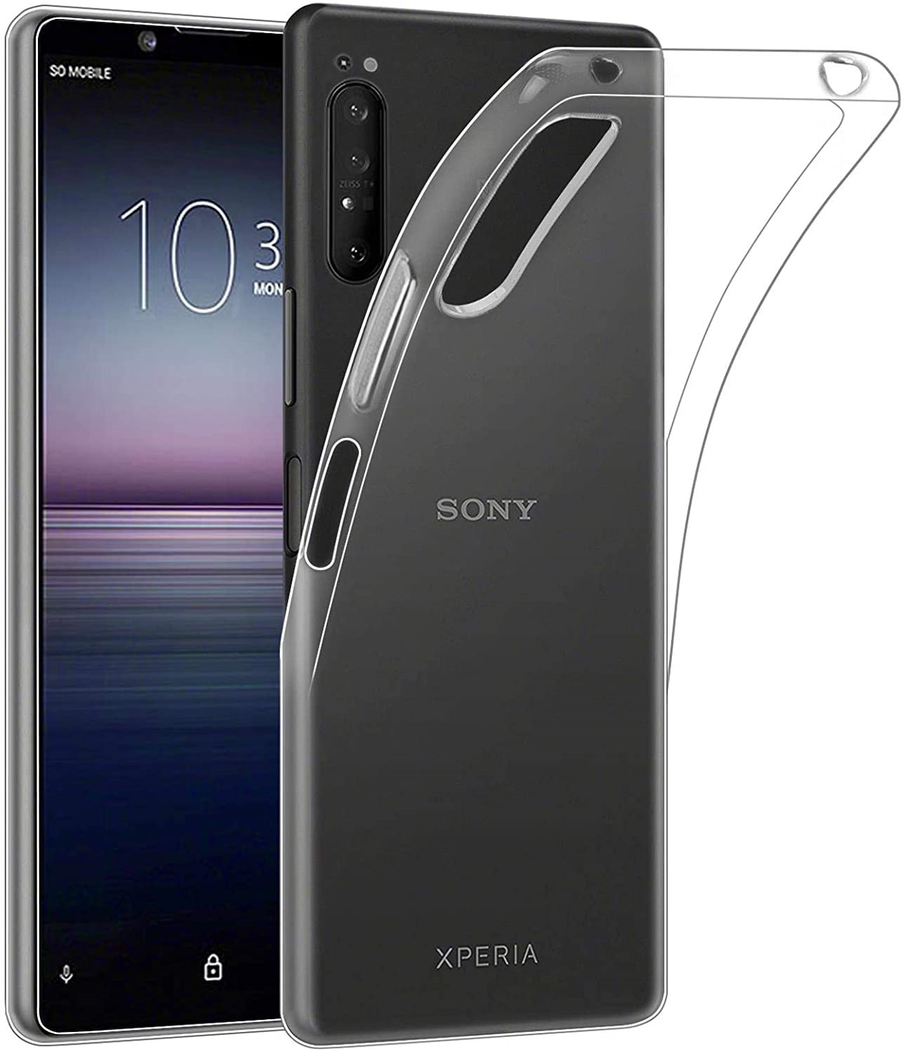 Coque Rigide Ultra-mince BaiFu Pour Sony Xperia 1 – 1,2 Mm D'épaisseur, Protection Antichoc, Bords Surélevés, Compatible Charge Sans Fil – Noir/Transparent