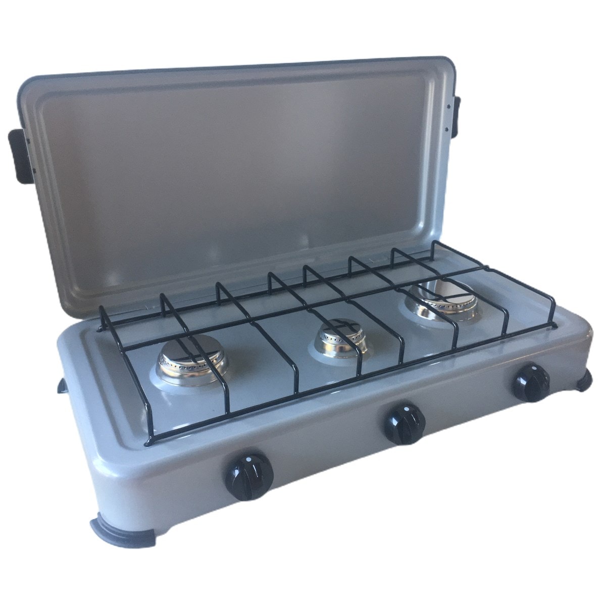 Plaque de cuisson gaz portable 3 feux 3000W Rechaud gaz butane/Propane  Bruleurs inox Couvercle amovible