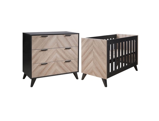 Lit Bebe 60x1 Et Commode 3 Tiroirs Lancaster Noir Et Bois Twf Ma 18ca187litb 1js8u Pas Cher Ubaldi Com