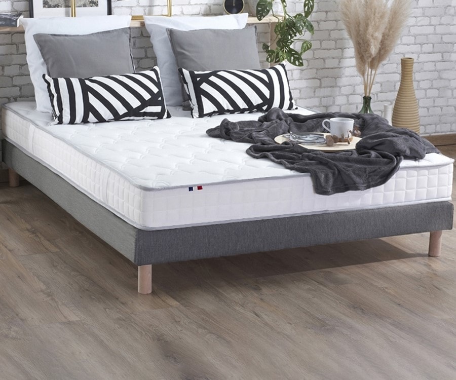 Ensemble matelas 100% latex 3 zones pure + sommier - fabriqué en