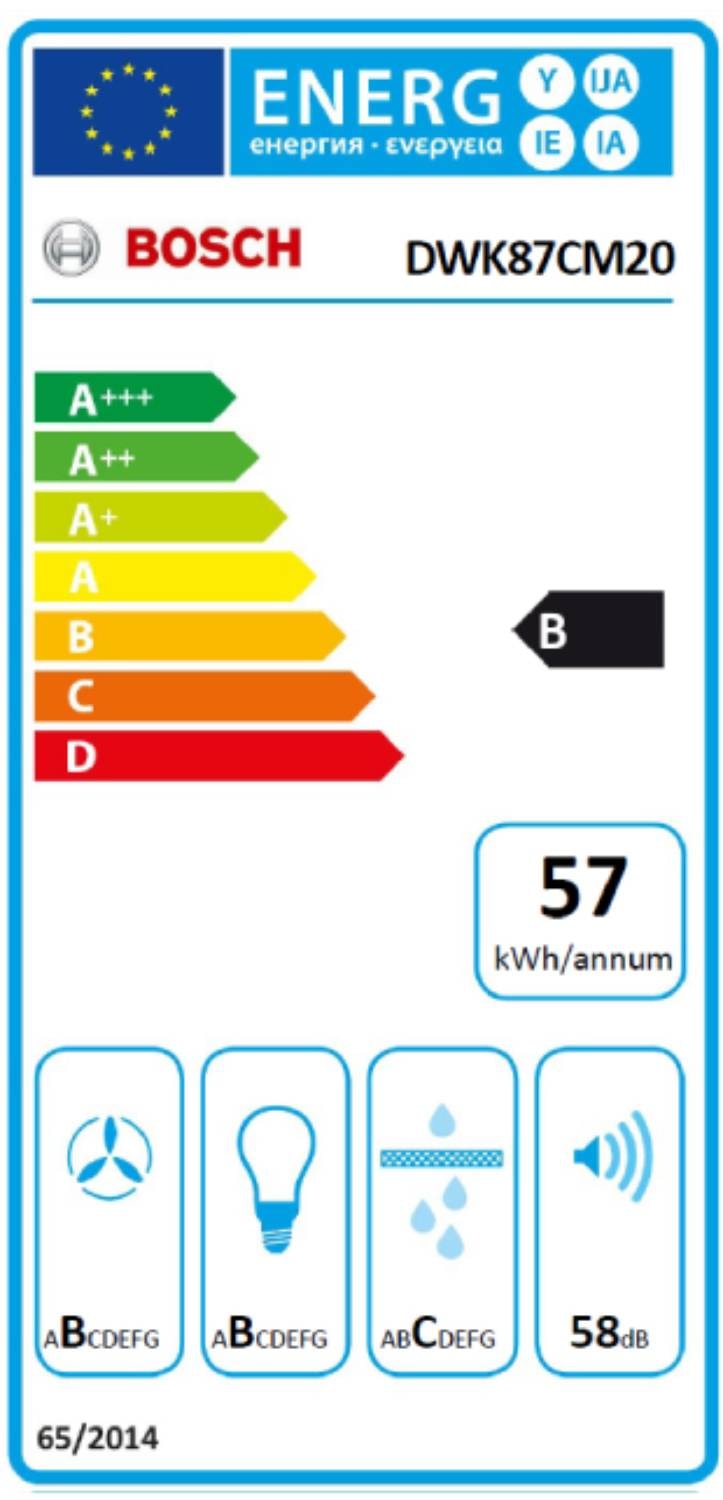 Hotte Inclinée Décorative BOSCH 416m3/h 60cm blanc - DWK87CM20