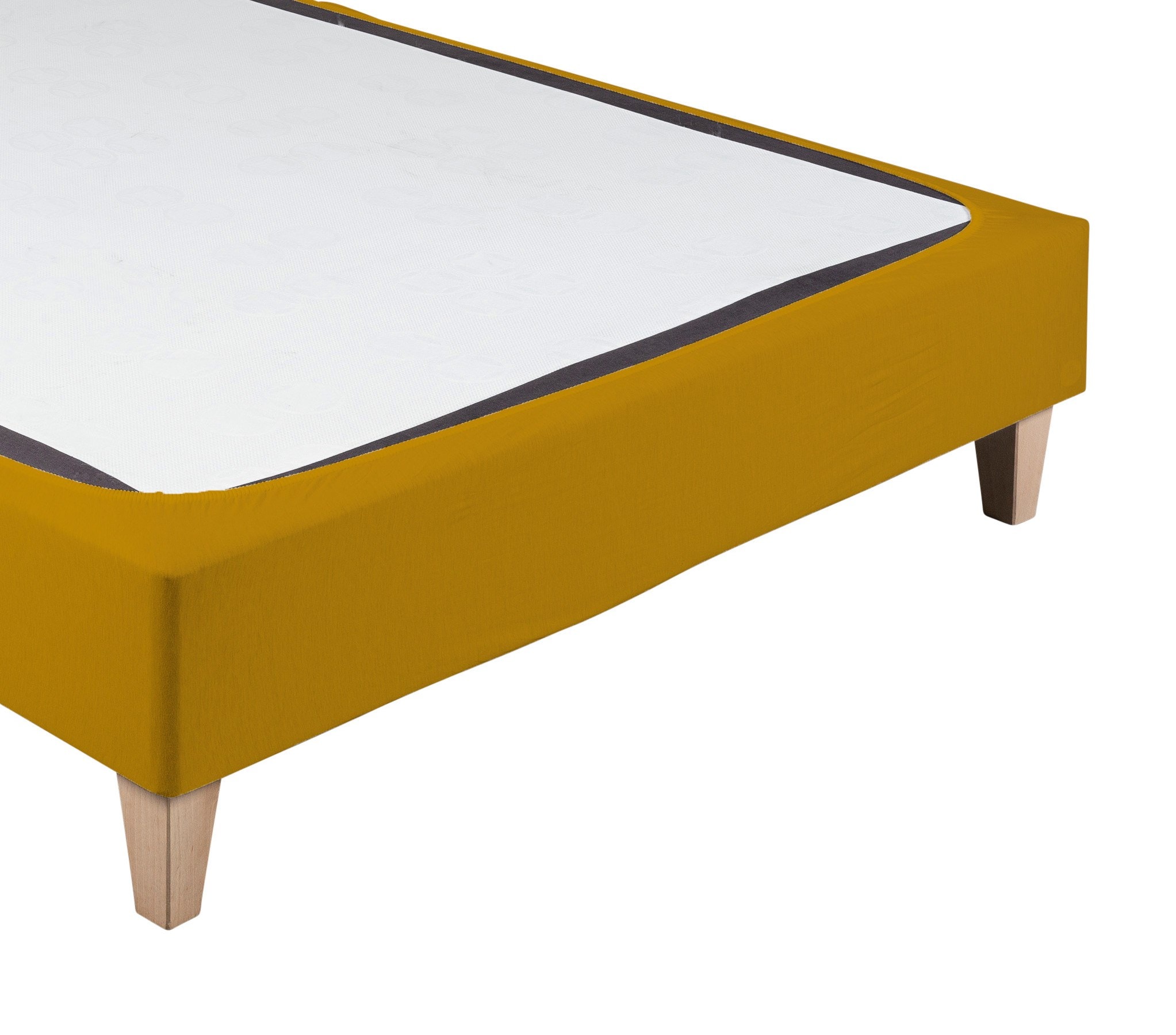 Cache-sommier coton jersey jaune moutarde 80x190 TERRE DE ...
