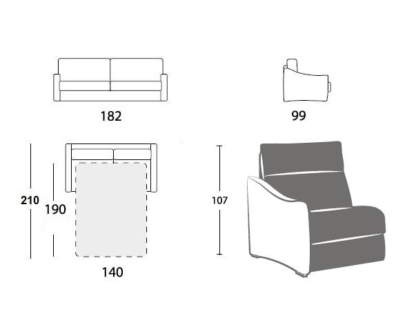 Canapé convertible express , Canapé convertible DAY EXPRESS mono assise  matelas 14cm polyuréthane blanc