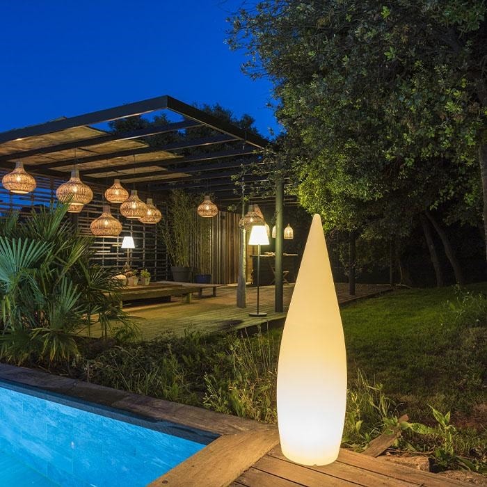 Lampadaire extérieur sans fil classy blanc polypropylène h120cm LUMISKY