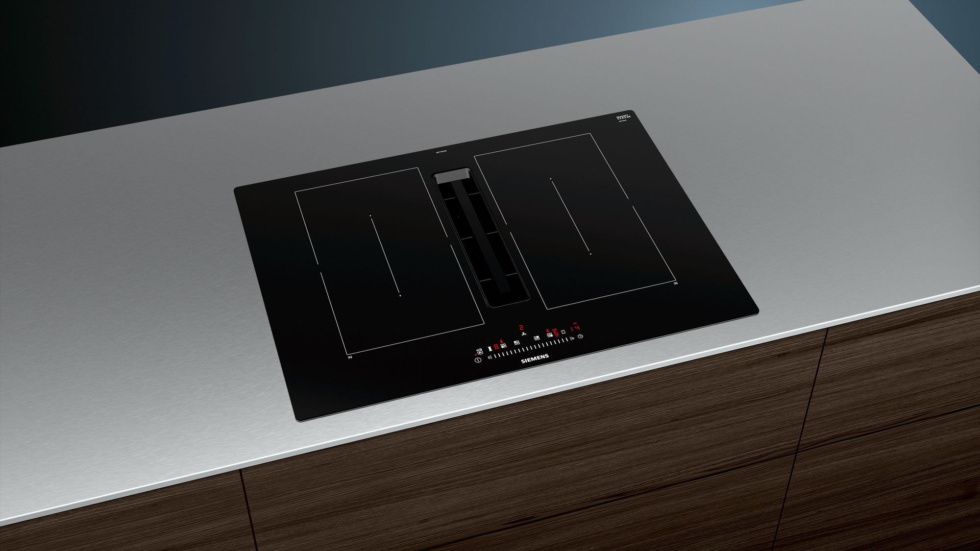 Table de cuisson aspirante induction 70cm 4 feux 7400w noir