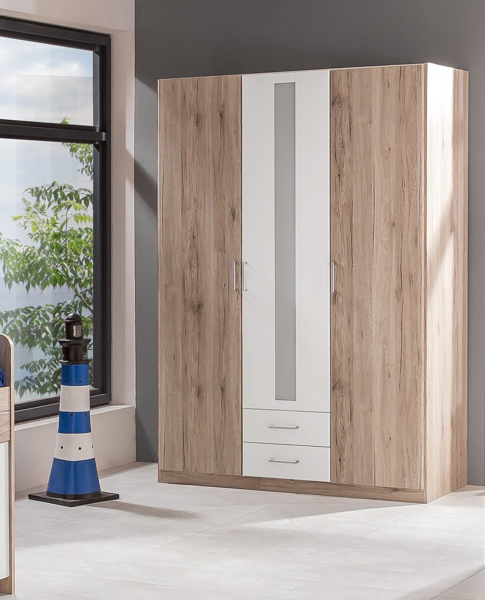 Grande Armoire Blanche Avec Porte Vitrée Et étagères - 236x196x60 Cm