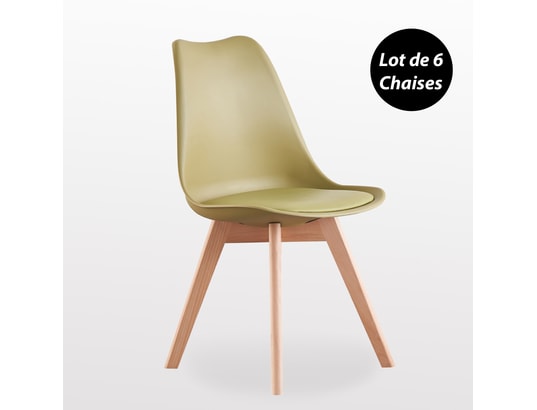 Lot de 4 chaises scandinaves vertes lorenzo - assise rembourrée - salle à  manger, cuisine, chambre LIFE INTERIORS