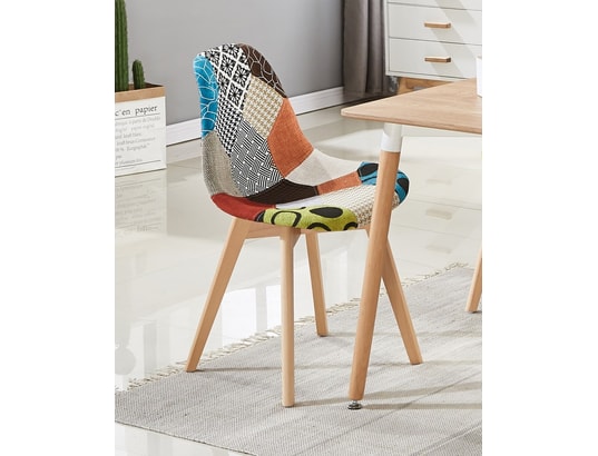 Chaise scandinave en tissu patchwork - pieds eiffel - salle à manger ou  cuisine LIFE INTERIORS