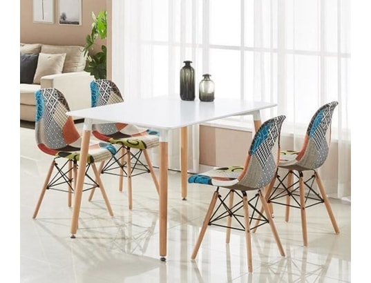 Lot de 4 chaises scandinave avec coussin, chaises cuisine salle à manger  blanc