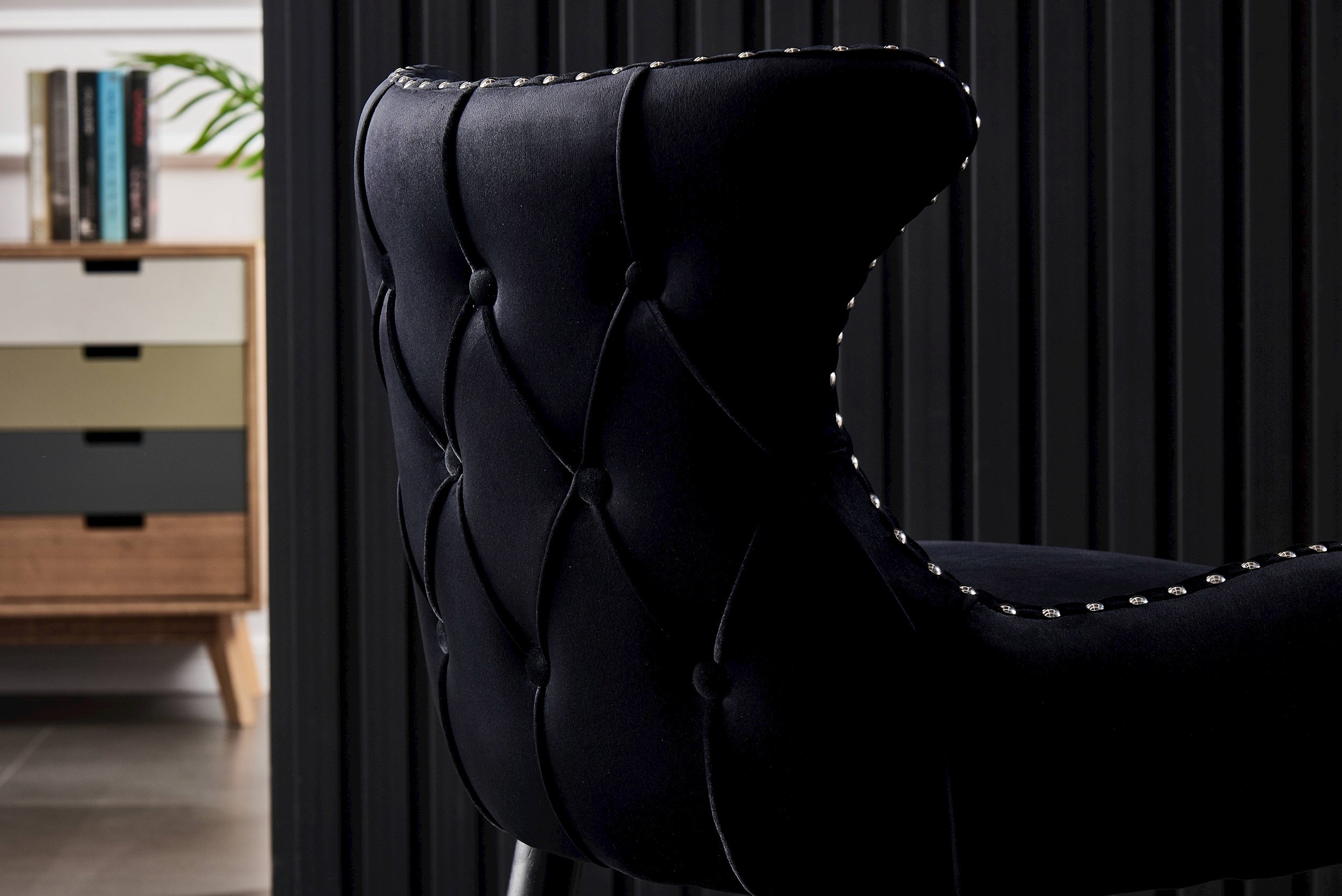 Oxford - lot de 6 chaises capitonnées en velours beige - style contemporain  - pieds en bois - salle à