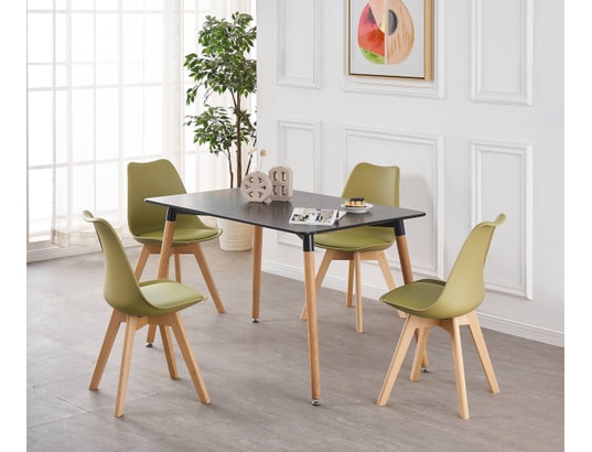 Ensemble salle à manger moderne lorenzo - table noire + 4 chaises