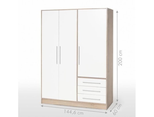 Jupiter Armoire De Chambre Style Contemporain En Bois Aggloméré Chene ...