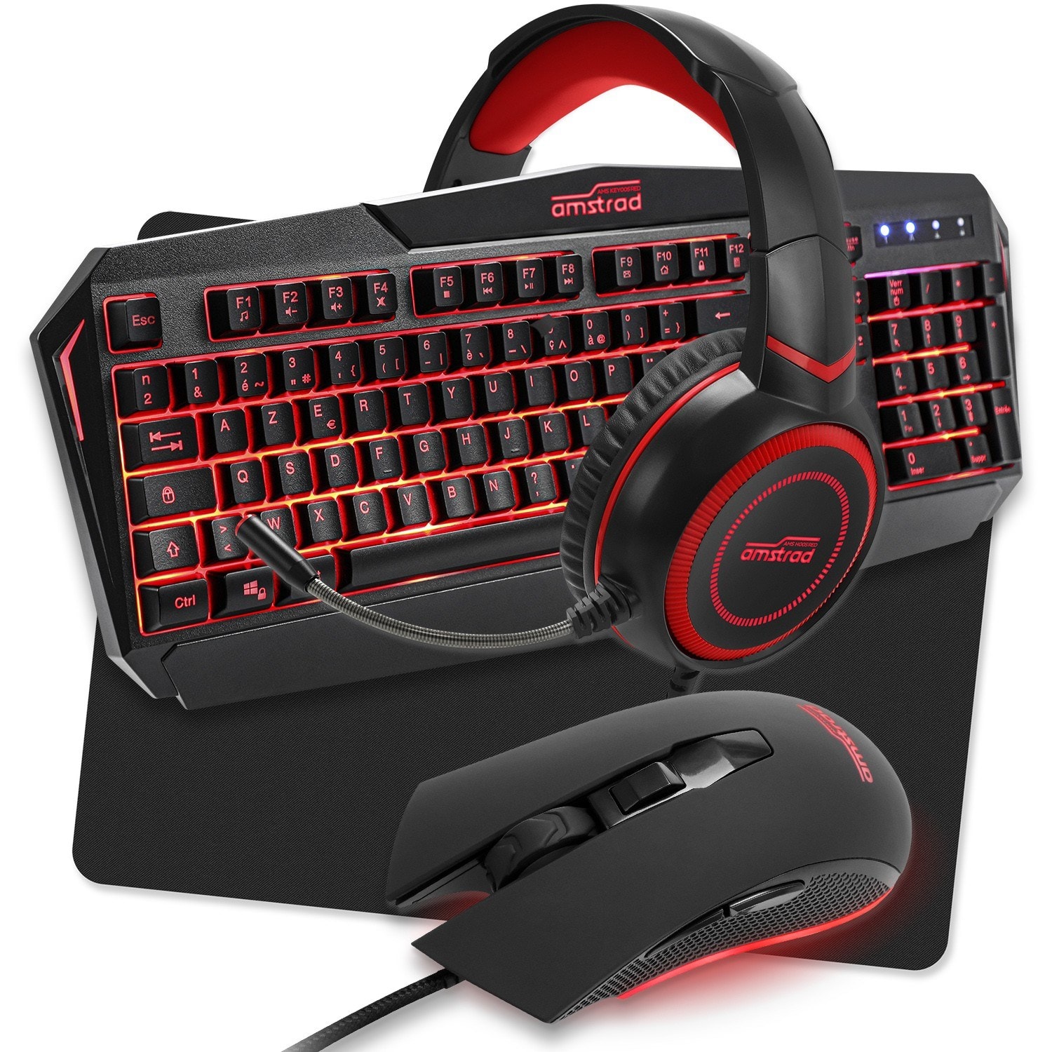 Pack Pro Gamer Warriors 5 Pièces: Clavier, Souris Et Tapis, Casque Et