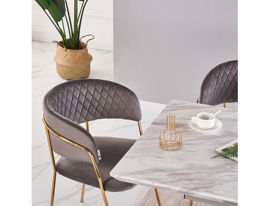 LIFE INTERIORS Atarah lot de 2 chaises en velours gris structure dorée style moderne avec accoudoirs salle à manger, cuisine ou salon LIFE INTERIORS Atarah lot de 2 chaises en velours gris structure dorée style moderne avec accoudoirs salle à manger, cuisine ou salon