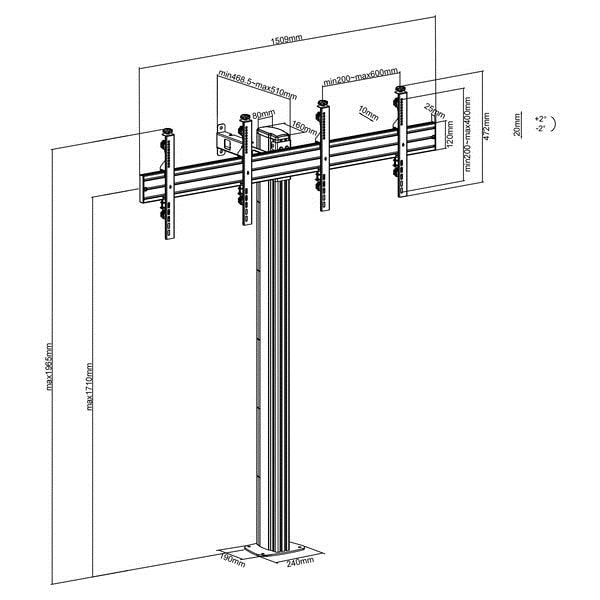 Support sur Pied pour écran TV LCD LED 32´´-75´´, Hauteur 175 cm