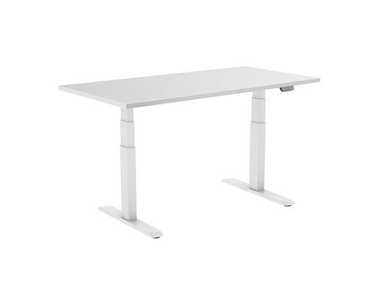 Bureau motorisé assis-debout 150x75cm Plateau blanc/Pied gris