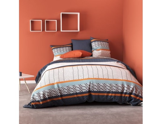 Ensemble De Housse De Couette à Carreaux Et De Taie D'oreiller En Brun