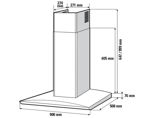 Hotte Décorative Murale 90cm 720m3/h Blanc - SAUTER - SHR9902W 