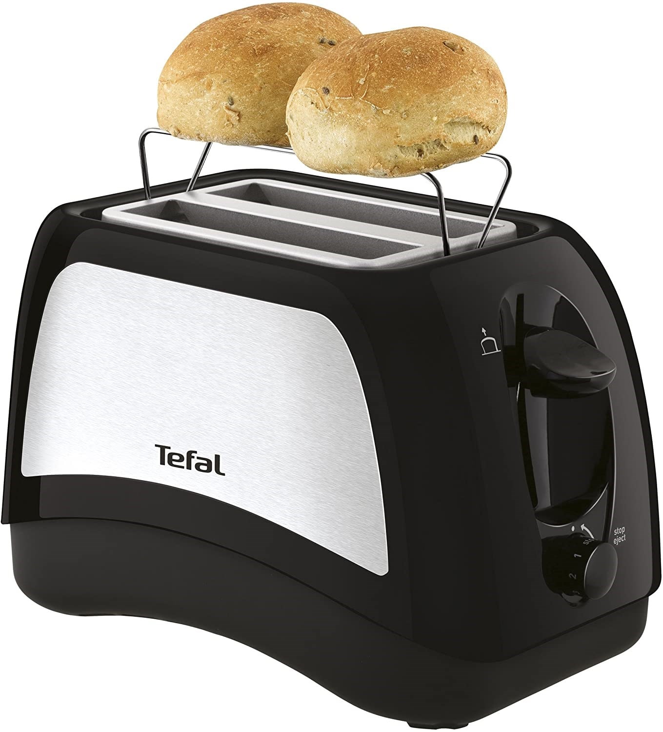Tefal Equinox TT520D10 Tostiera 2 Fessure – 870W, 7 Programmi, Scongelamento E Riscaldamento, Acciaio Inox E Plastica, Nero E Argento