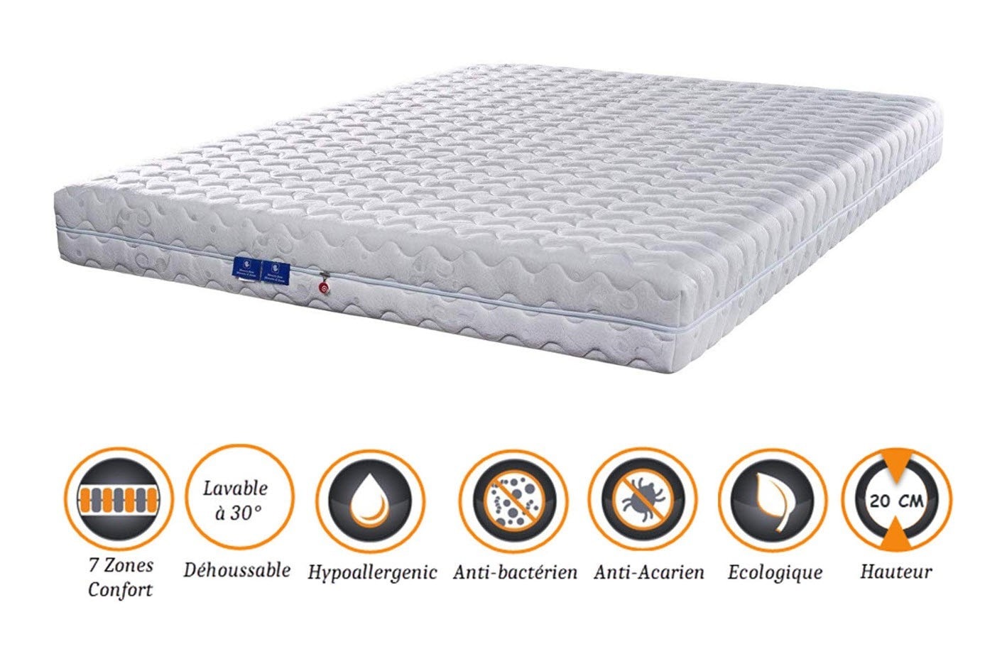 Matelas 200x200 x 20 cm souple - spécial sommier ...