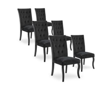 Lot de 6 chaises scandinaves Cecilia velours bleu pieds noirs