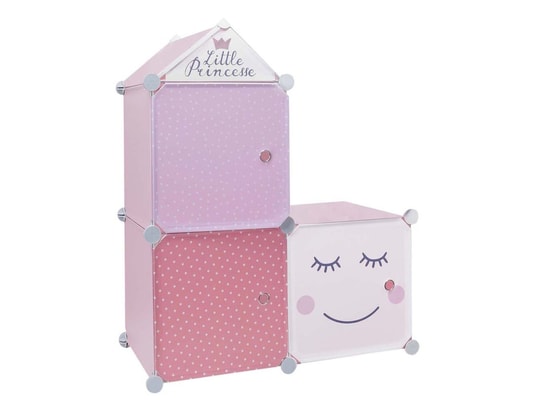 Rangement enfant 3 cubes modulables 30x30 cm little princesse - rose THE  HOME DECO KIDS 48242 Pas Cher 