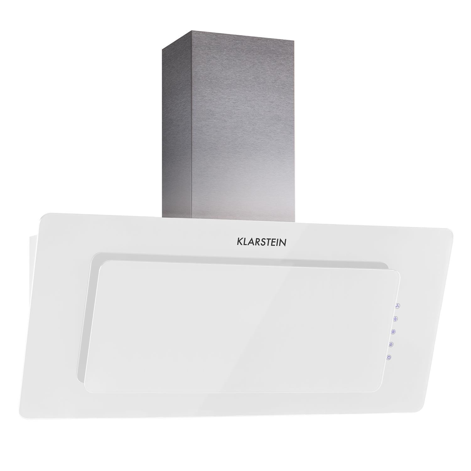 Klarstein lorea hotte aspirante de luxe silencieuse avec panneau de  commande tactile (350m³/h, 60cm, 2 lampes) - design moderne verre blanc  KLARSTEIN 10030213