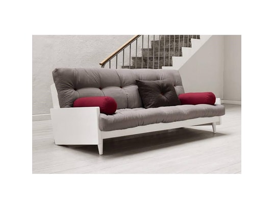 Canape Blanc 3 4 Places Convertible Indie Futon Gris Couchage 130