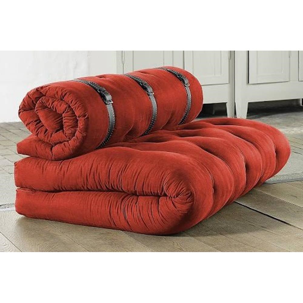 Chauffeuse 2 places BUCKLE UP futon rouge couchage 140*200*24cm KARUP