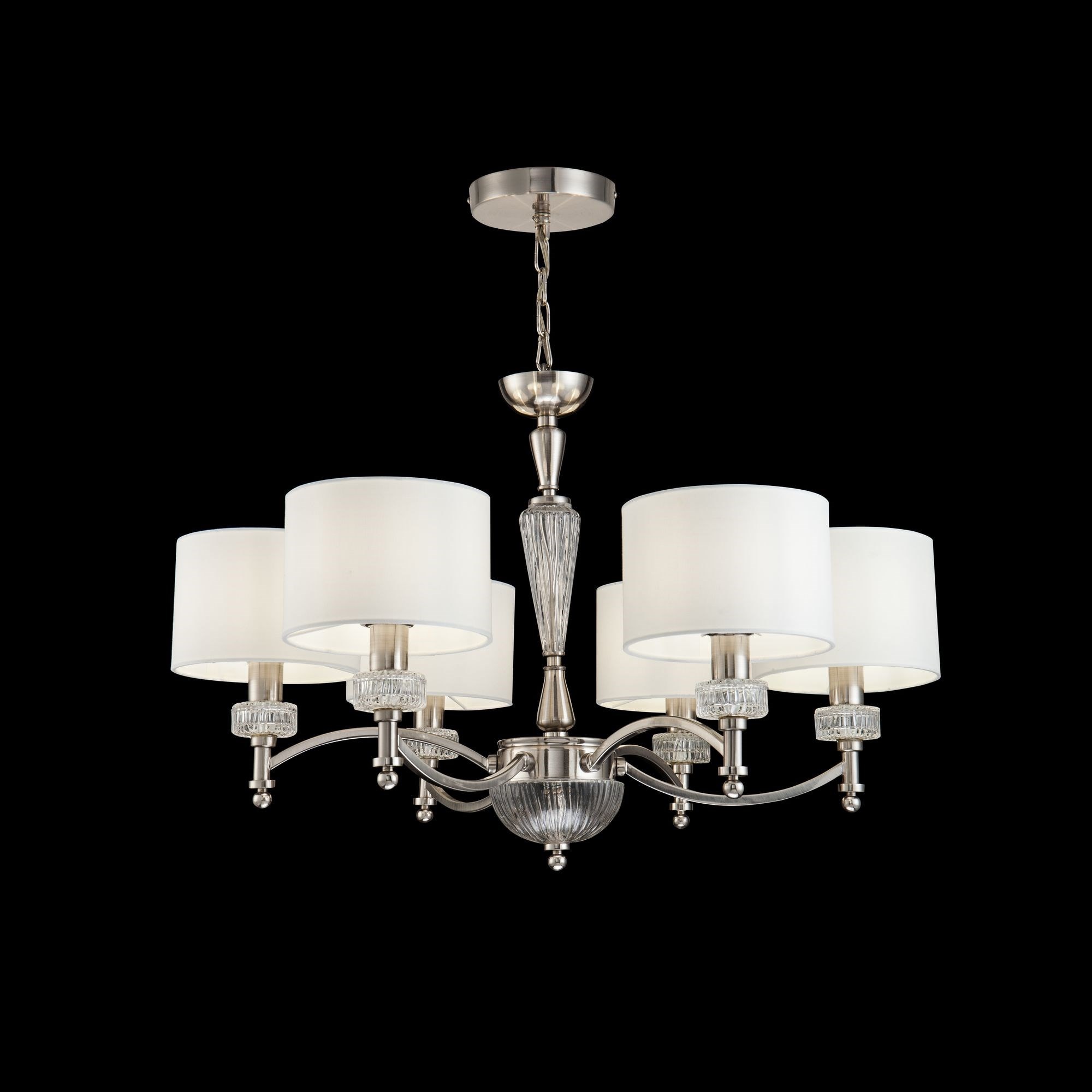 Grand Lustre Antique Blanc – Métal, 8 Ampoules E14 – Style Vintage