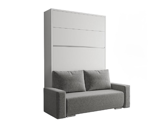 Lit escamotable BED CONCEPT 180x200 vertical avec rangements intégrés blanc