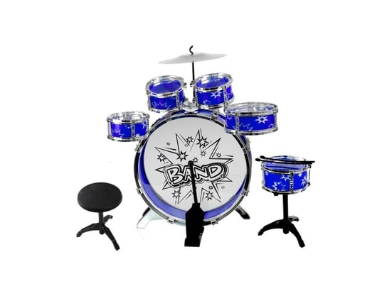 Big band batterie 6 tambours + cymbale + pédale jeu pour enfant bleu  MONMOBILIERDESIGN