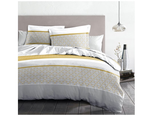 Housse De Couette 3 Pièces 100% Coton 57 Fils - 240x260 Cm + 2 Taies, Nuit BERBERE Gris Taupe
