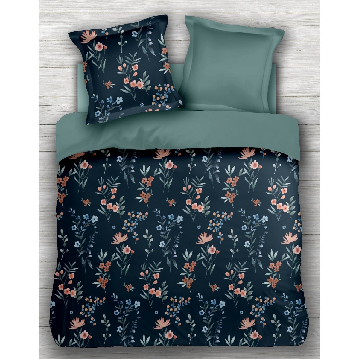 Housse De Couette 260x240 Bleu En Coton Destination Maisons Du Monde