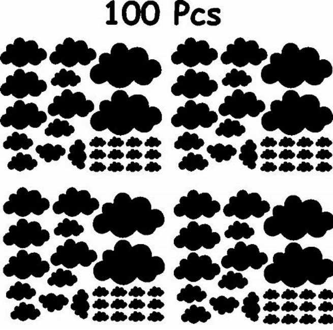 Sticker cloud nuages pour les enfants mur noir en vinyle 35