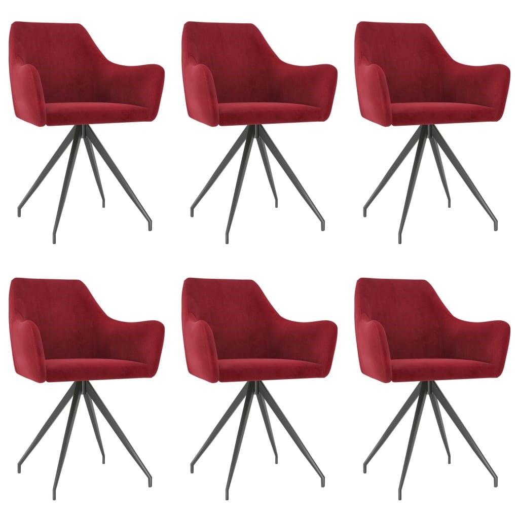 Vidaxl chaises de salle à manger 6 pcs rouge bordeaux velours VIDAXL