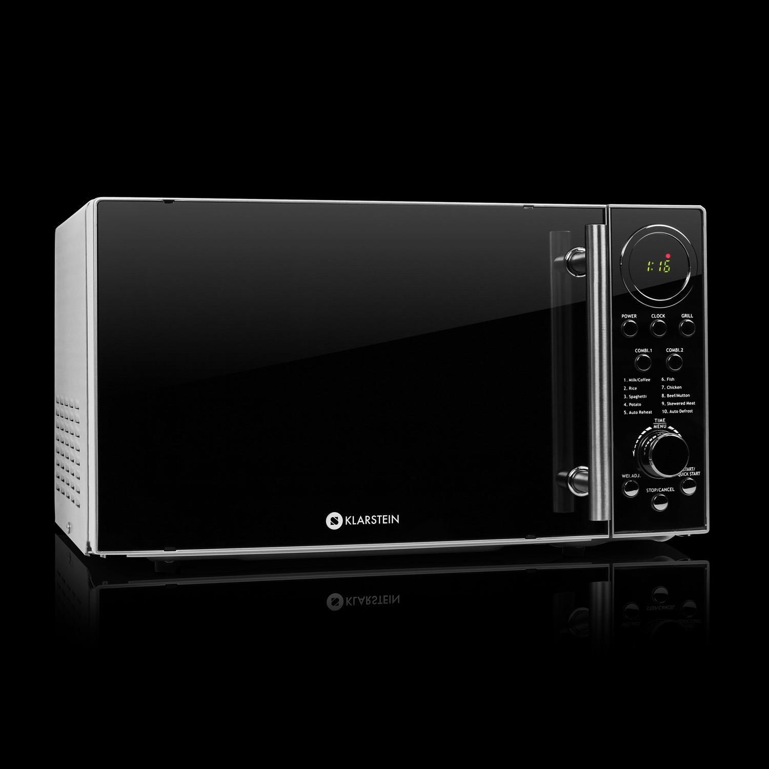 Micro-ondes Encastrable Klarstein Verosteel – 20L, Grill, 8 Programmes – Acier Inox Noir – Commande Tactile, LED