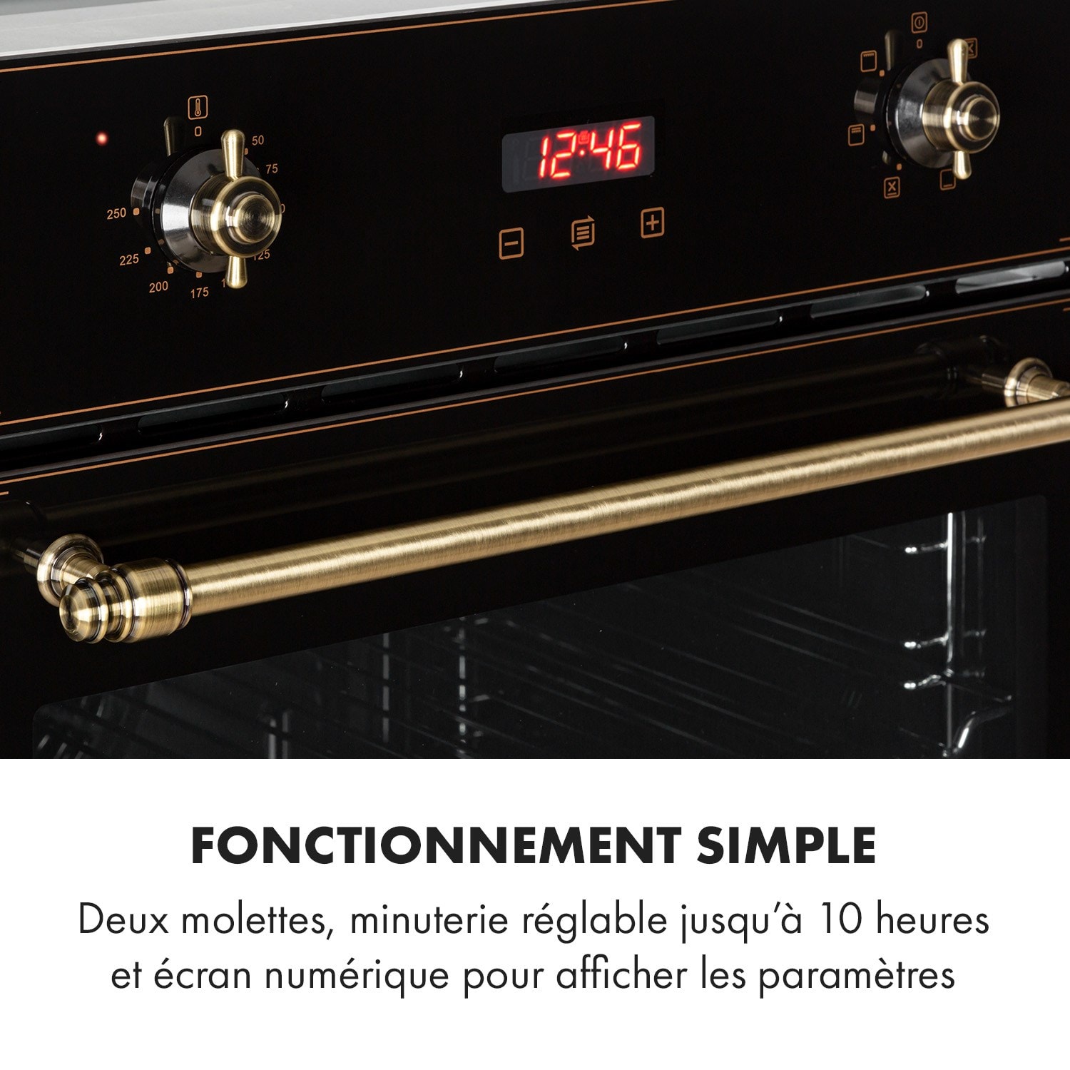 Four encastrable - Klarstein Elizabeth - 6 fonctions - 2200W - nettoyage  facile - classe A - design rétro noir