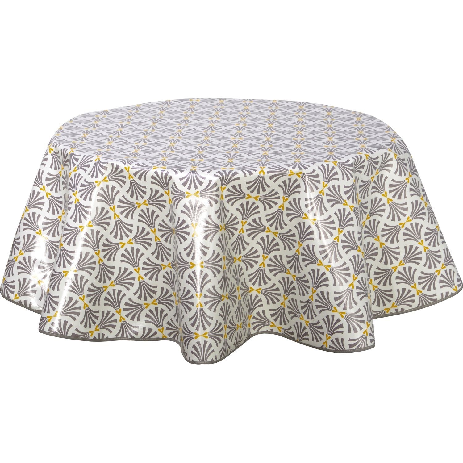 Nappe ronde en toile cirée design bore - diam. 135 cm - gris CPM 800978