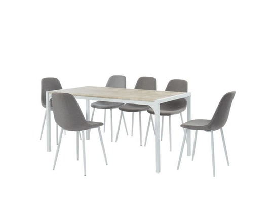 Ensemble Table A Manger 6 Chaises Tissu Gris Bois Et Blanc L 160 X P 80 X H 75cm Alpha Tbd Ma 15ca492ense M4zq5 Pas Cher Ubaldi Com